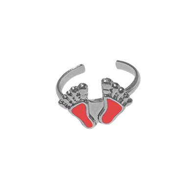 Toe ring Adjustable silver plated two feet design Band Rings Barefoot Foot Jewe