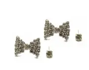 Two Pairs of Small Stud Earrings, Silver Color
