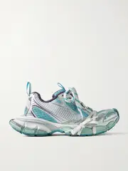 [Balenciaga] Balenciaga - 3xl Leather-trimmed Mesh And Rubber Sneakers - Light blue - IT40 IT 40 Blue
