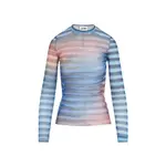 [Jean Paul Gaultier] Jean Paul Gaultier-Light Blue Mesh Printed "Air" Long Sleeves Top-Donna XS STAND