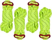 HUIRUMM Reflective Tent Guy Ropes, 4-Pack 13 Feet Light-Weight Tent Guide Lines Cord,Tent Guy Ropes with Aluminum Adjuster for Outdoor Camping Hiking Awning Tents