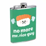 Rice Guy Pun Em1 Flask 8oz Stainless Steel Hip Drinking Whiskey