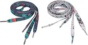 [Baluue] 2Pairs Printed Polyester Shoelaces for Sneakers and Sports Shoes Unique National Style Tie Strings Totem and Floral Patterns