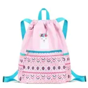Drawstring Backpack Gym String Bag Drawstring Sackpack Medium Alpaca Blue Pink