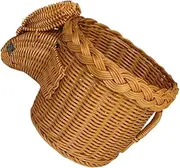 TOGEVAL Rabbit Shaped Wicker Basket Hand Woven Decorative Storage Bin for Nursery Cute Bunny Organizer for Snacks Fruits Items Versatile Rattan Shelf Decor