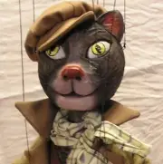 CAT WITH BOOTS - wooden marionette, 18 inches tall, handmade from CZECH REPUBLIC