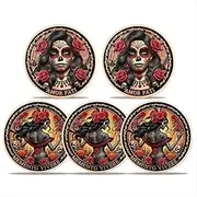 RYUKENLM 5 Pack of Memento Challenge Coin Skull Coins Amor Fati Day of The Dead Inspired Daily Stoic Reminder Token EDC Stoicism Gifts