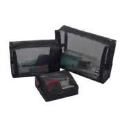 3Pcs Black Mesh Makeup Bag See Through Zipper Pouch Travel Cosmetic Toiletry ц