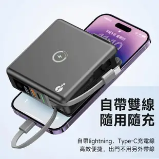 【MyStyle】15W無線充電+自帶線行動電源 10000mAh 充電頭 五輸出(無線/Magsafe/自帶線)