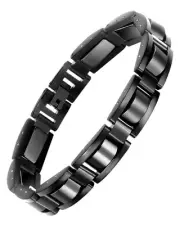 Mens Magnetic Bracelet Classic Black Titanium Steel Magnets Bracelet Health J...
