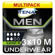 TENA Men Premium Fit Protective Underwear Level 4 - S/M (3 Packs of 10)