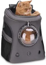 Lollimeow Large Cat Backpack Carrier with Bubble,Pet Backpack for Fat Cats and