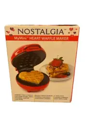 Red Nostalgia Mini 4" Non Stick Heart Waffle Maker Perfect for Single Serving