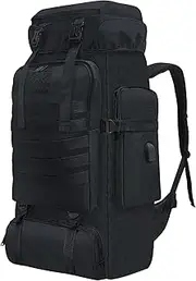 Toguma 80L Internal Frame Backpack Hiking Backpack for Men Woman, Large Tactical Backpack Rucksack Travel Daypack Laptop Backpack for Climbing Outdoor Sport (Black)