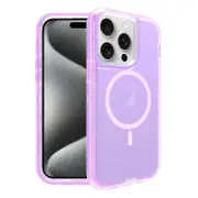 For iPhone 15 Shockproof MagSafe Magnetic Phone Case - Transparent Purple