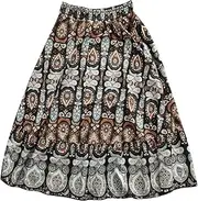 [Allegra K] Floral Skirts for Women's Boho Elastic High Waist Casual Beach Flowy Maxi Skirt