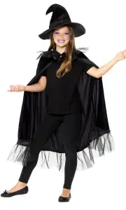 Sparkly Witch Cape and Hat Costume Accessory Set
