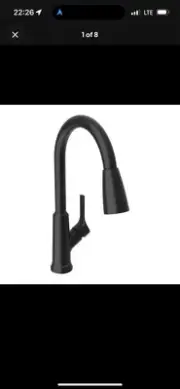 New Elkay Single Hole Kitchen Faucet Pulldown Spray Matte Black Modern LK1410MB