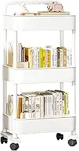 Multipurpose Trolley, Portable Folding Bookcase with Wheels, Moveable Multi-Purpose Trolley, Multi-Tier Storage Trolley, Height Adjustable Book Cart for Home Library