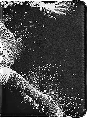 [Amooorous] Rugby Player Black Leather decorative waterproof passport holder for travel Vaccine Case Protector Cover Wallet Passport Holder Ultra Slim, rugby player black, 1 size