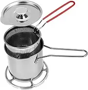 BIUDECO 1Set Stainless Steel Deep Frying Pot with Ergonomic Handle and Fryer Basket for Safe Cooking Design for Kitchen Use for Frying and Food Preparation