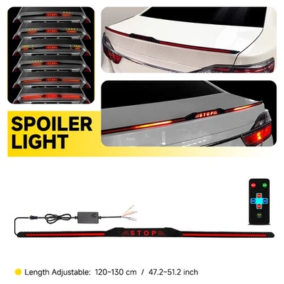Stop Pattern Carbon Fiber LED Car Tail Brake Light Strip Rear Spoiler Lip Trim D (for: Audi)