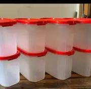 Tupperware-Moduler Mates OVAL 2 Set Of 8 Red Seal Dry Storage 1.1 Ltr Capacity