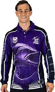 [Ashtabula] NRL 'Barracuda' Fishing Shirt - Melbourne Storm - Youth - Polo