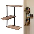 Corner Wall Mounted Spice Jars Holder Stand Shelf Rack Caddy Tiered Wooden Steps