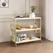 Luxsuite Mobile Kitchen Island Trolley Portable Bar Cart Wine Rack Shelf