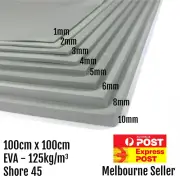 Grey High Density EVA Foam Sheets, 1-10mm, 1x1m, Closed Cell, 125kg, Shore 45