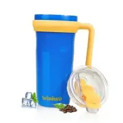 20 oz Tumbler with Handle, Easy to Hold, Travel Coffee Mug with Bright Blue