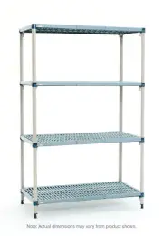 MetroMax Q MQ-214274G-S-4 4-Shelf Plastic Industrial Shelving Starter Unit, 21"