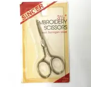 Singer Solingen Steel Embroidery Scissors 3 1/2" West Germany Vtg ~NIP~ S11