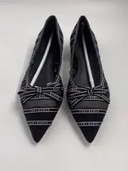 NEW Tory Burch Penelope Pointed Toe Flats Logo Mesh sz 8.5 Black New With Box