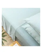 [Ettitude] Signature Sateen Flat Stripes Sheet in Starlight Blue
