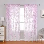 Window Curtain Pastoral Style Wide Application Transparent Wicker Print Tulle