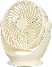 Office Small Personal Desktop Fan 3 Speeds Mini Size with USB Rechargeable Powerful Wind Mute headlamp Yellow