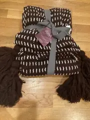 $59 West Elm Burgundy Plum Maroon Dash Stitch Throw Blanket