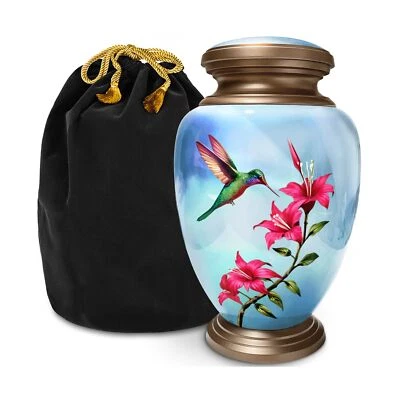 Exquisite Blue Hummingbird Urn – Handcrafted Masterpiece for Human Ashes,