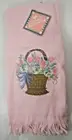 NEW Vintage Country Sentiments Pink Hand Towel Embroider Basket Of Flowers Kmart
