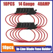 10 Pack 14 Gauge In-line ATC/ATO Fuse Holder 30 AMP Blade Fuse Cover 12V