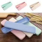 Portable Travel Tableware Storage Box Food Grade Dinnerware Wheat Straw Kitchen