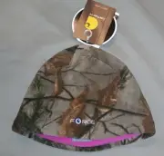 NWT Carhartt Force Reversible Fleece RealTee Camo Pink Hat Beanie Girls Kids