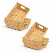 Set of 6 Wicker Storage Baskets, Trapezoid Wicker Basket Medium Natural 6 Packs