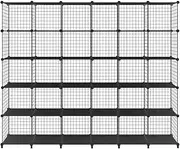 30 Cube Metal Wire Storage Grid Organizer DIY Modular Cabinet for Toys Books Clothes Black