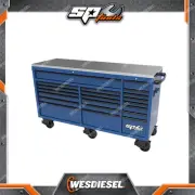 SP Tools 73" USA Sumo Series Wide Roller Cabinet - 21 Drawer - Blue / Black