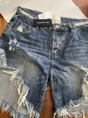 One Teaspoon Jeans Shorts Denim Sz 28 Medium Blue Cutoffs