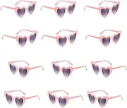 [Changyeah] 12 Pairs Pink Heart Sunglasses Bachelorette Party Bulk, Heart Sunglasses for Women, Retro Sunglasses, Vintage Cat Mod Retro Eyeglasses for Women Party Decorations Supplies