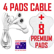 Omron compatible TENS 4 PADS ELECTRODE CABLE + 7cm x 5cm x 8 PREMIUM PADS ⭐⭐⭐⭐⭐